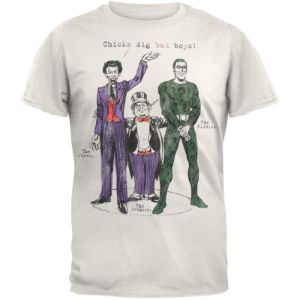 Batman Joker, Penguin, The Riddler Chicks Dig Bad Boys Mens Soft T Shirt sold by Old Glory