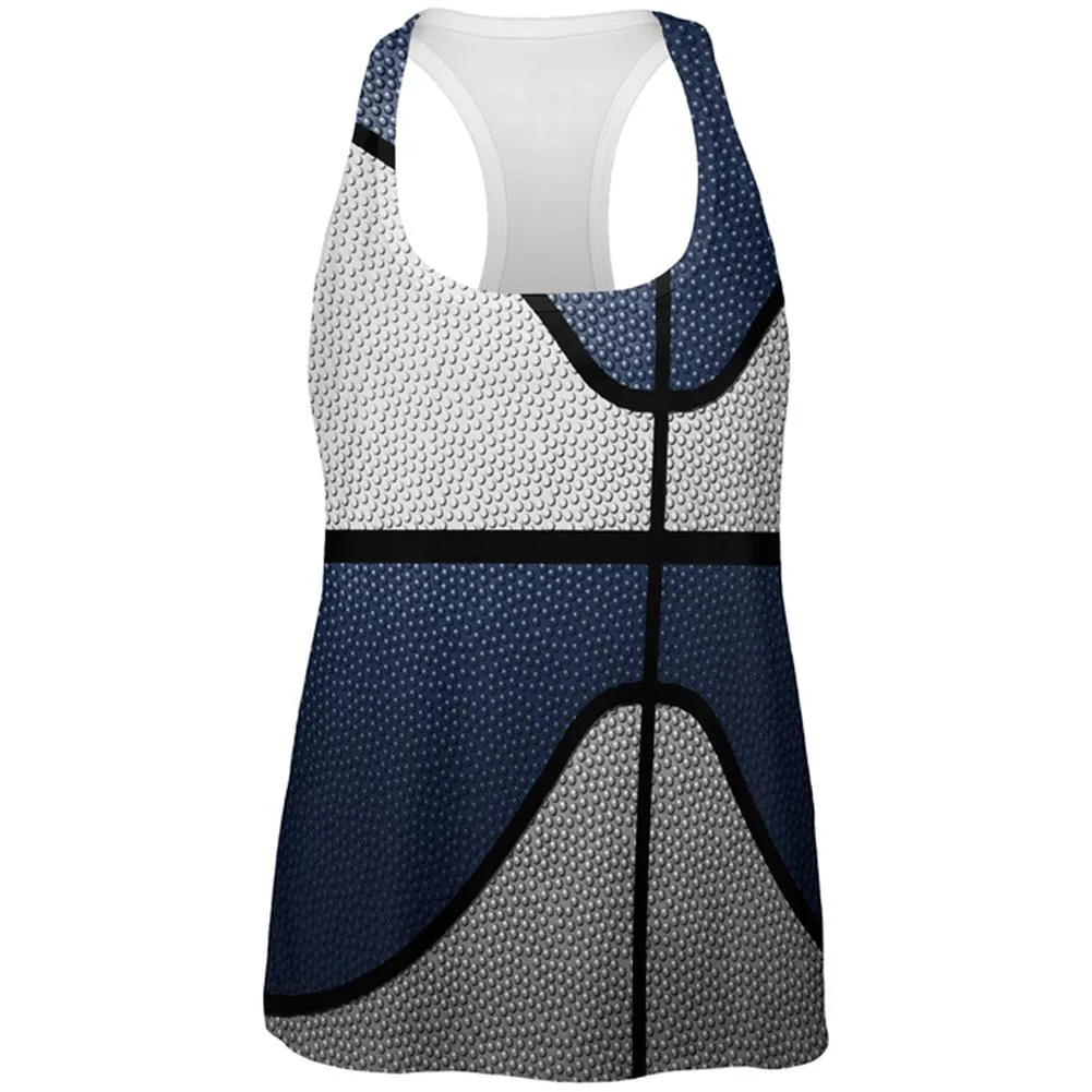 Championship Basketball White & Navy Blue All Over Womens Work Out Tank Top sold by Old Glory