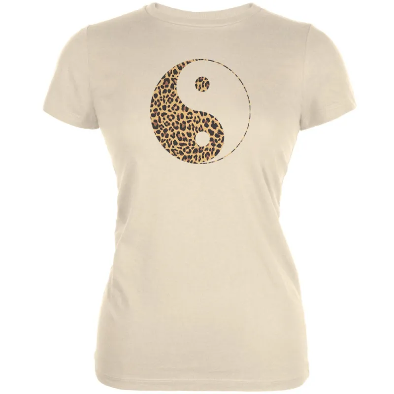 Cheetah Print Yin Yang Cream Juniors Soft T-Shirt sold by Old Glory