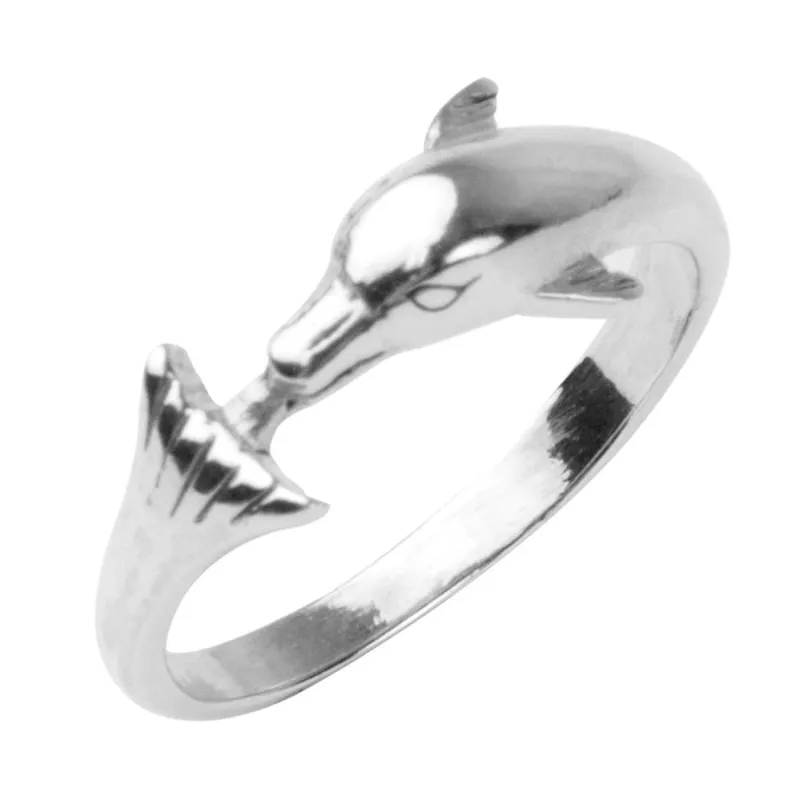 Dolphin Nose To Tail Sterling Silver Ring sold by Old Glory