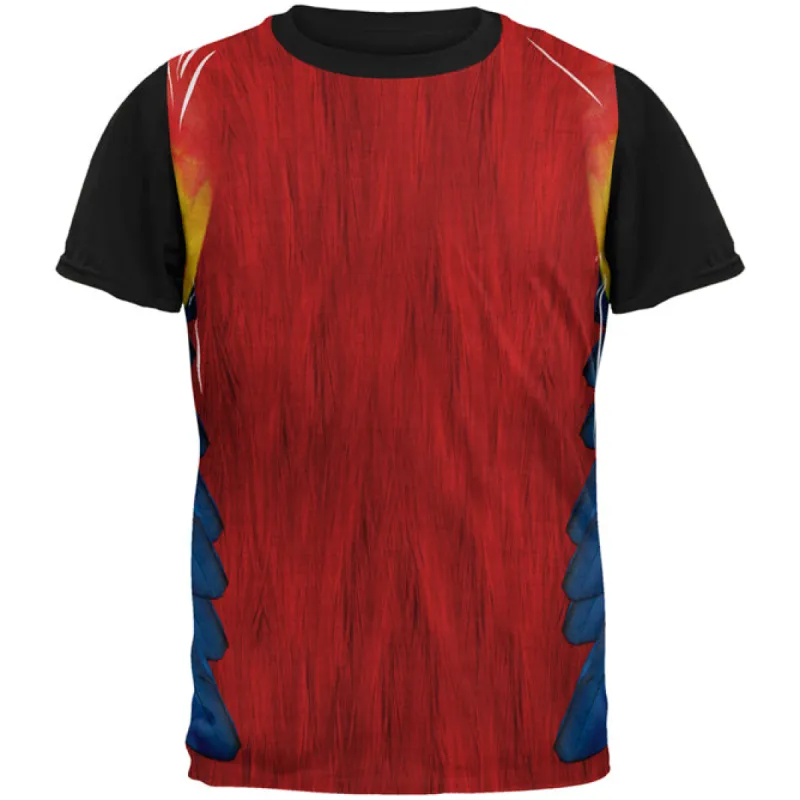 Halloween Scarlet Macaw Parrot Feathers Costume All Over Mens Black Back T Shirt sold by Old Glory