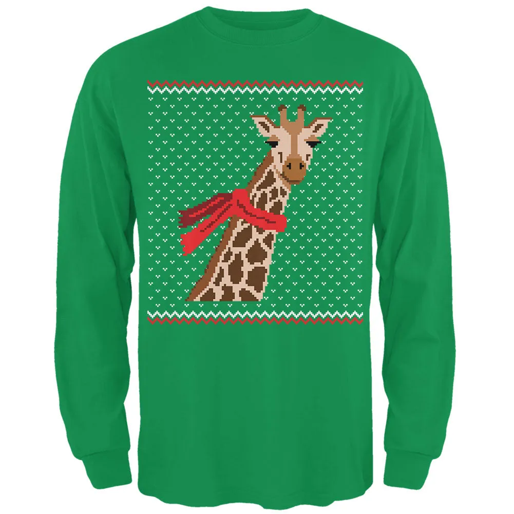 Big Giraffe Scarf Ugly Christmas Sweater Mens Long Sleeve T Shirt sold by Old Glory product image thumbnail 2