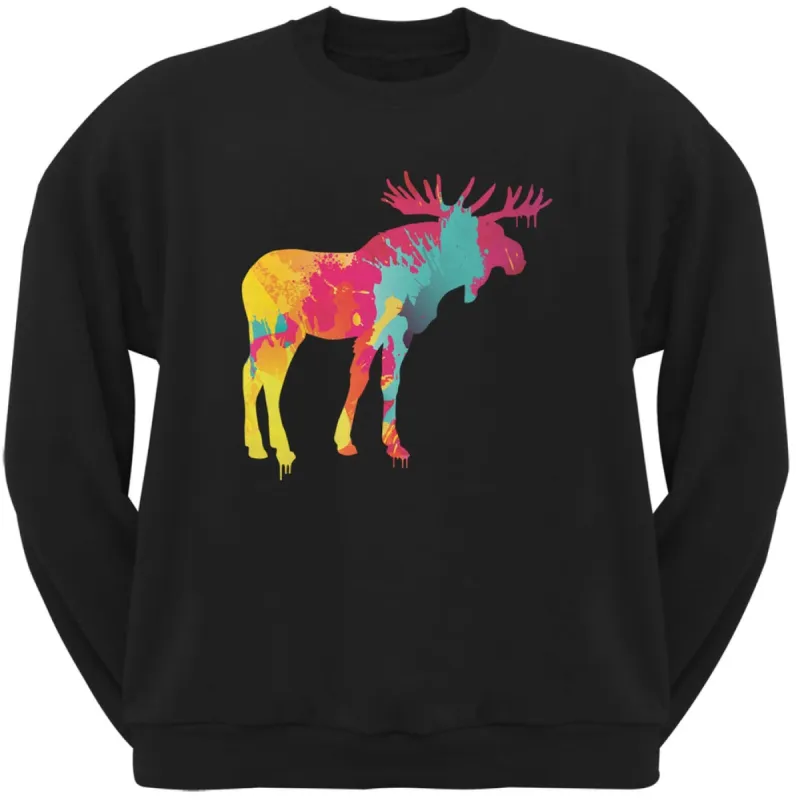 Splatter Moose Black Adult Sweatshirt sold by Old Glory