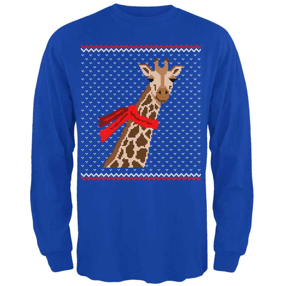 Big Giraffe Scarf Ugly Christmas Sweater Mens Long Sleeve T Shirt sold by Old Glory product image thumbnail 3