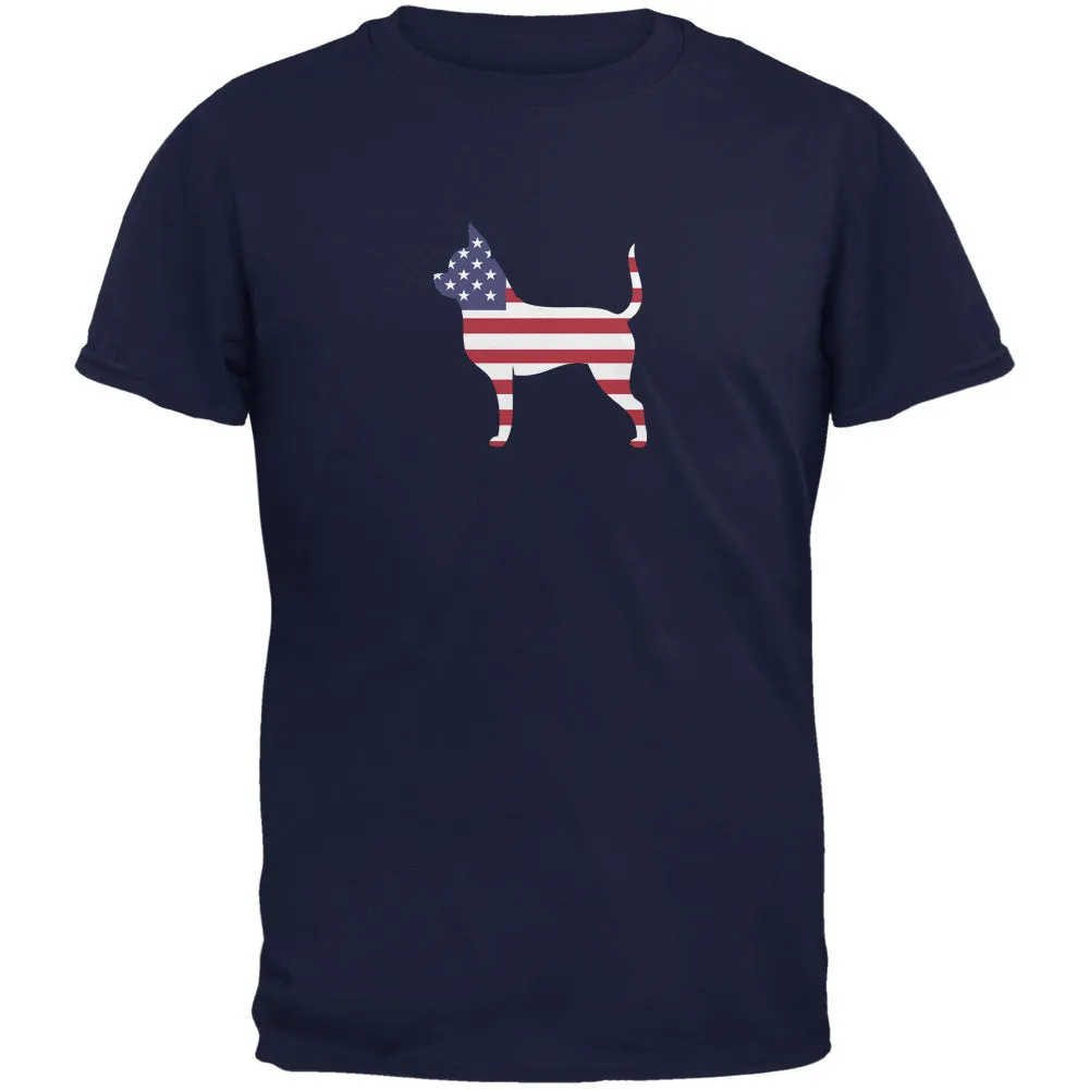 4th of July Patriotic Dog Chihuahua Navy Adult T-Shirt sold by Old Glory