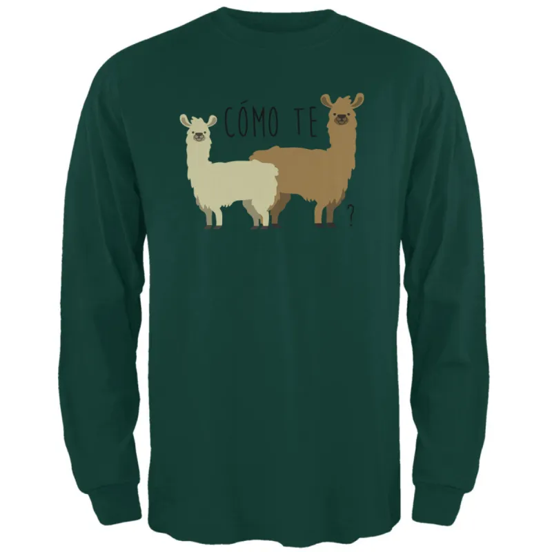 Como Te Llamas Funny Llama Pun Mens Long Sleeve T Shirt sold by Old Glory