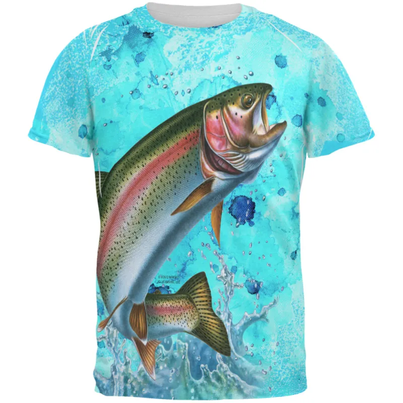 Rainbow Trout Jumping Splash All Over Mens T Shirt sold by Old Glory