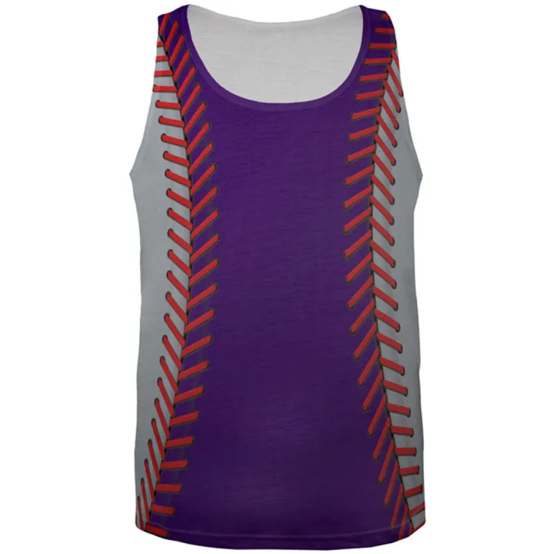 Baseball League Purple and Silver All Over Mens Tank Top sold by Old Glory