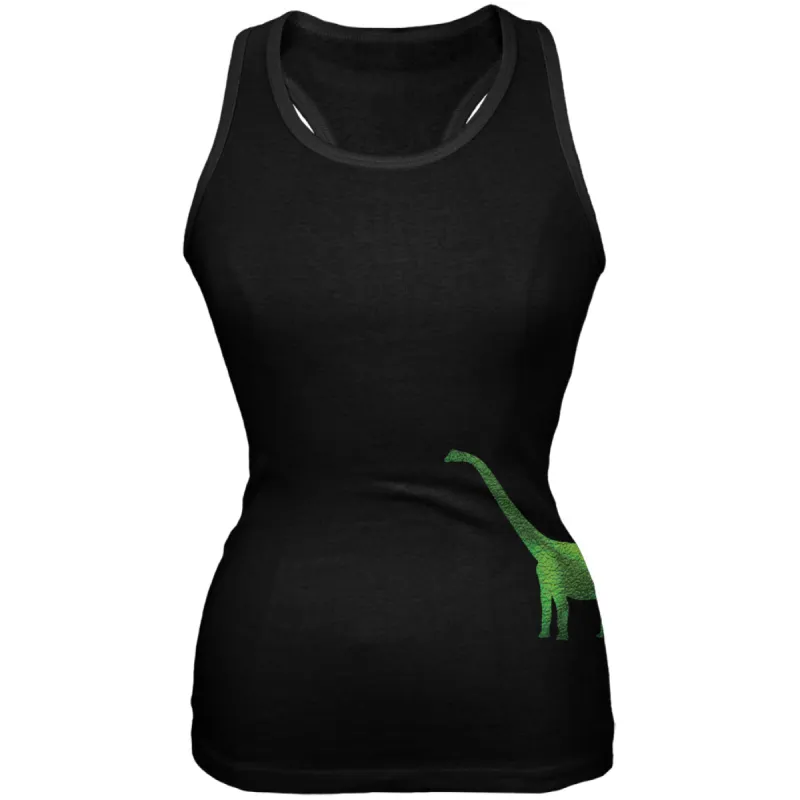 Brachiosaurus Dinosaur Distressed Black Juniors Soft Tank Top sold by Old Glory