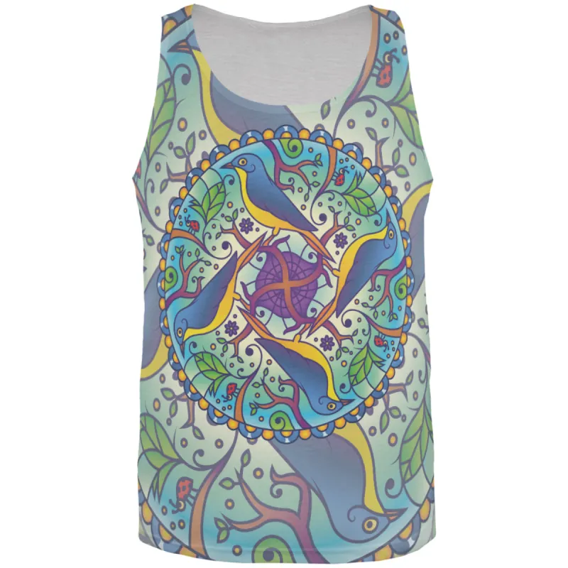 Mandala Trippy Stained Glass Spring Birds All Over Mens Tank Top sold by Old Glory