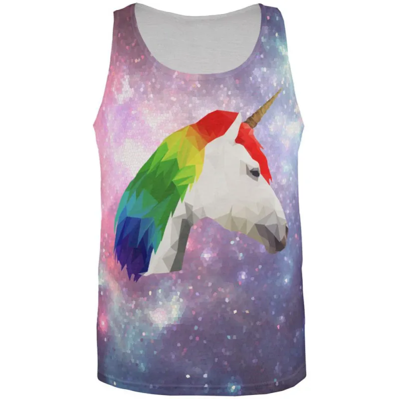 Geometric Rainbow Galaxy Unicorn All Over Adult Tank Top sold by Old Glory