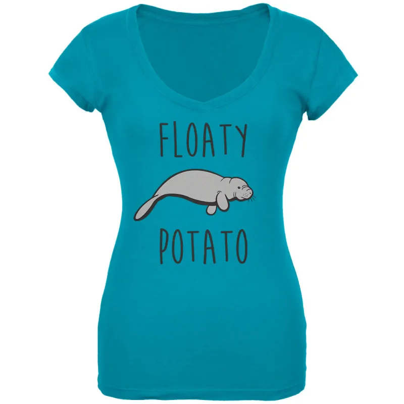 Floaty Potato Manatee Juniors V-Neck T Shirt sold by Old Glory