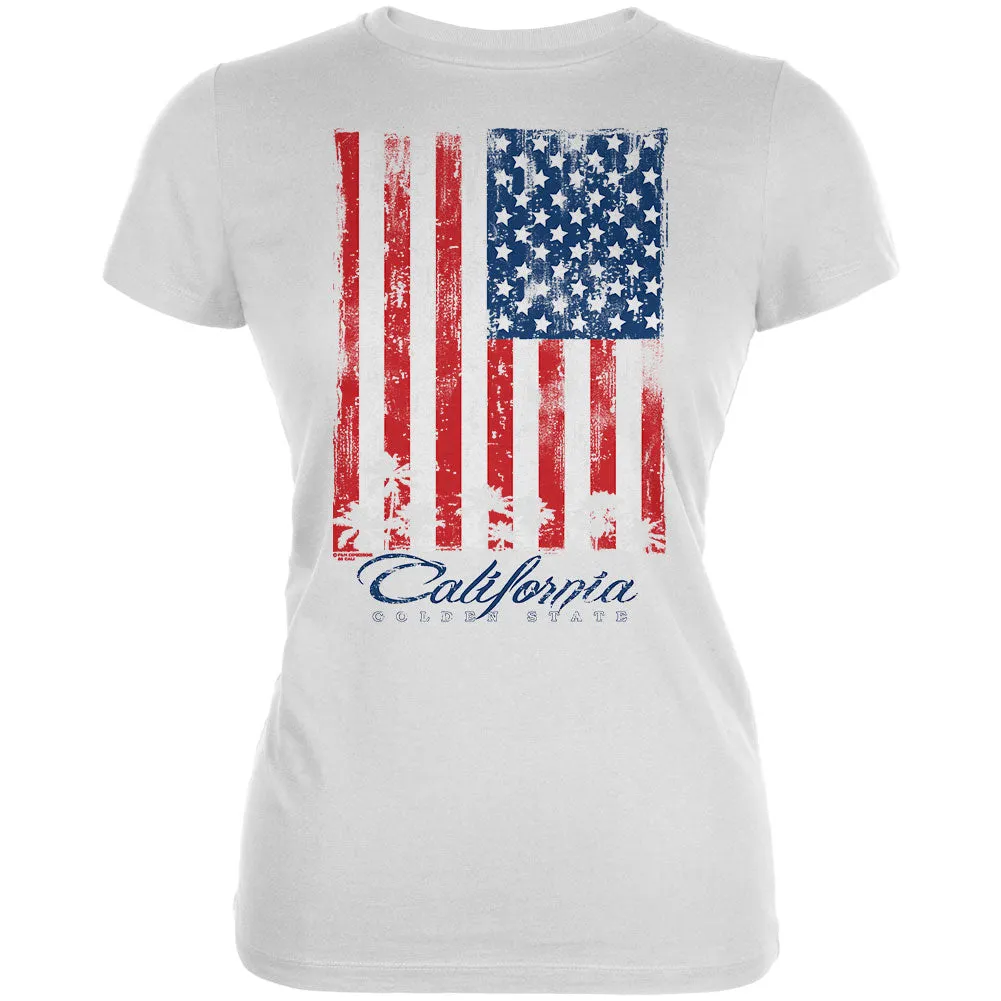 Flag Palm Trees California Golden State Juniors Soft T Shirt sold by Old Glory product image thumbnail 2
