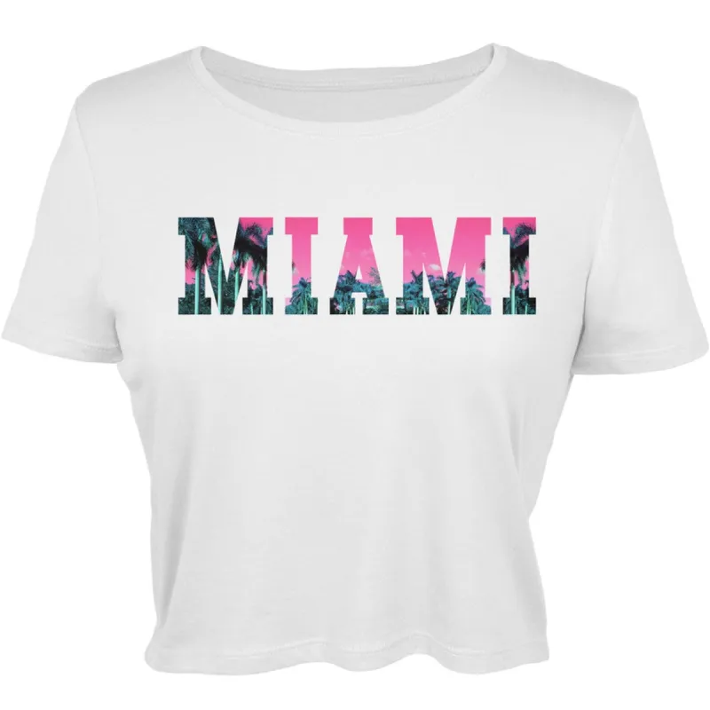 Miami Juniors White Crop Top sold by Old Glory
