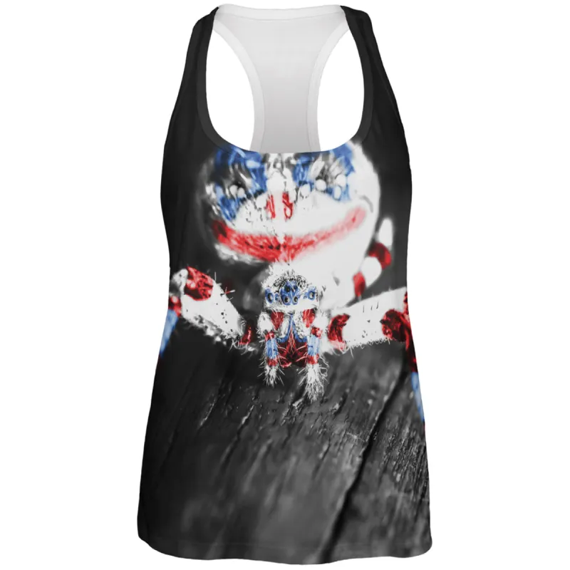 Patriotic Killer Clown Spider Of Halloween All Over Womens Work Out Tank Top sold by Old Glory