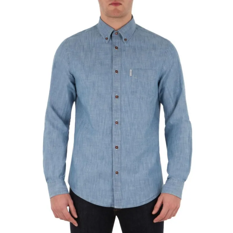 Ben Sherman - New Chambray Mens Button-Up Long Sleeve Shirt sold by Old Glory