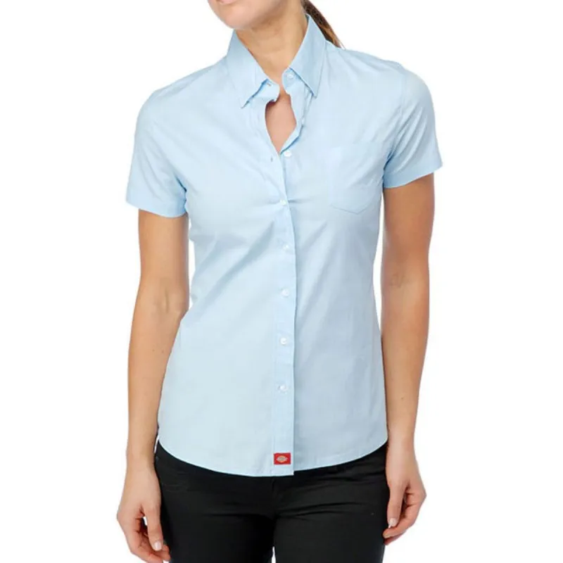 Dickies Girl - Poplin Baby Blue Women's Button Down T-Shirt sold by Old Glory