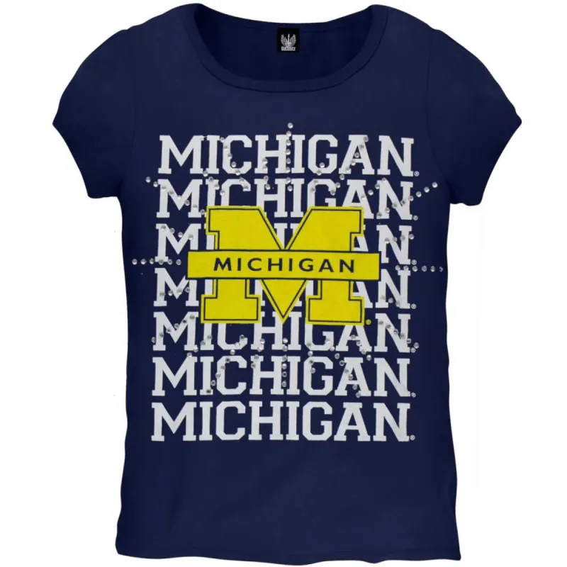 Michigan Wolverines - Rhinestone Ray Girls Youth T-Shirt sold by Old Glory