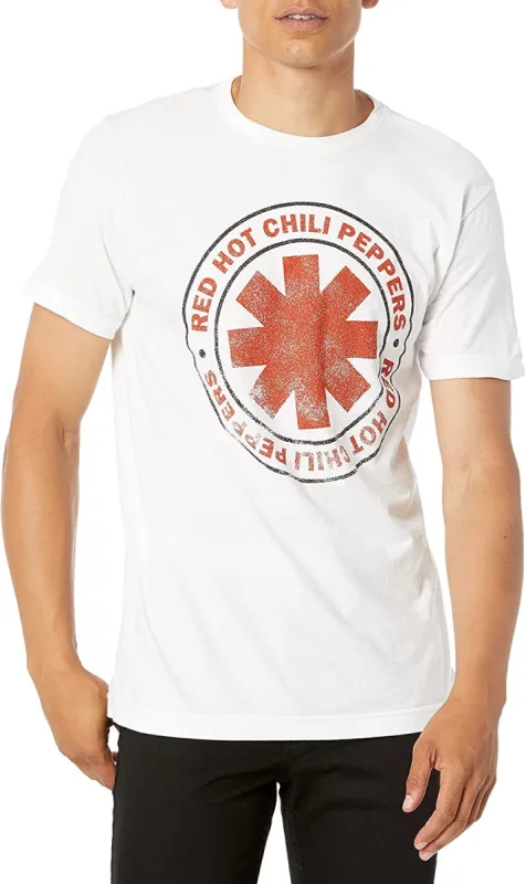 Red Hot Chili Peppers - Distressed Outlined Logo Mens T Shirt sold by Old Glory