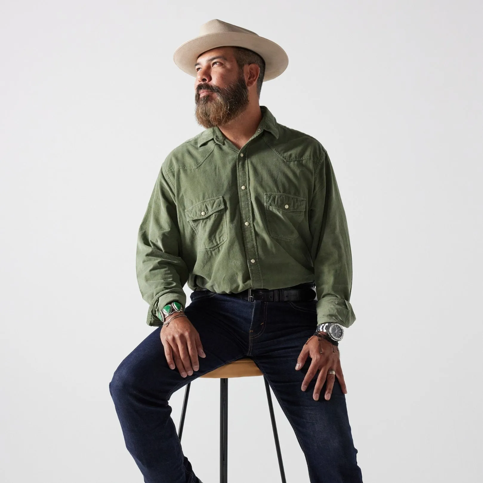 Men's Corduroy Shirt Green sold by Old Gringo