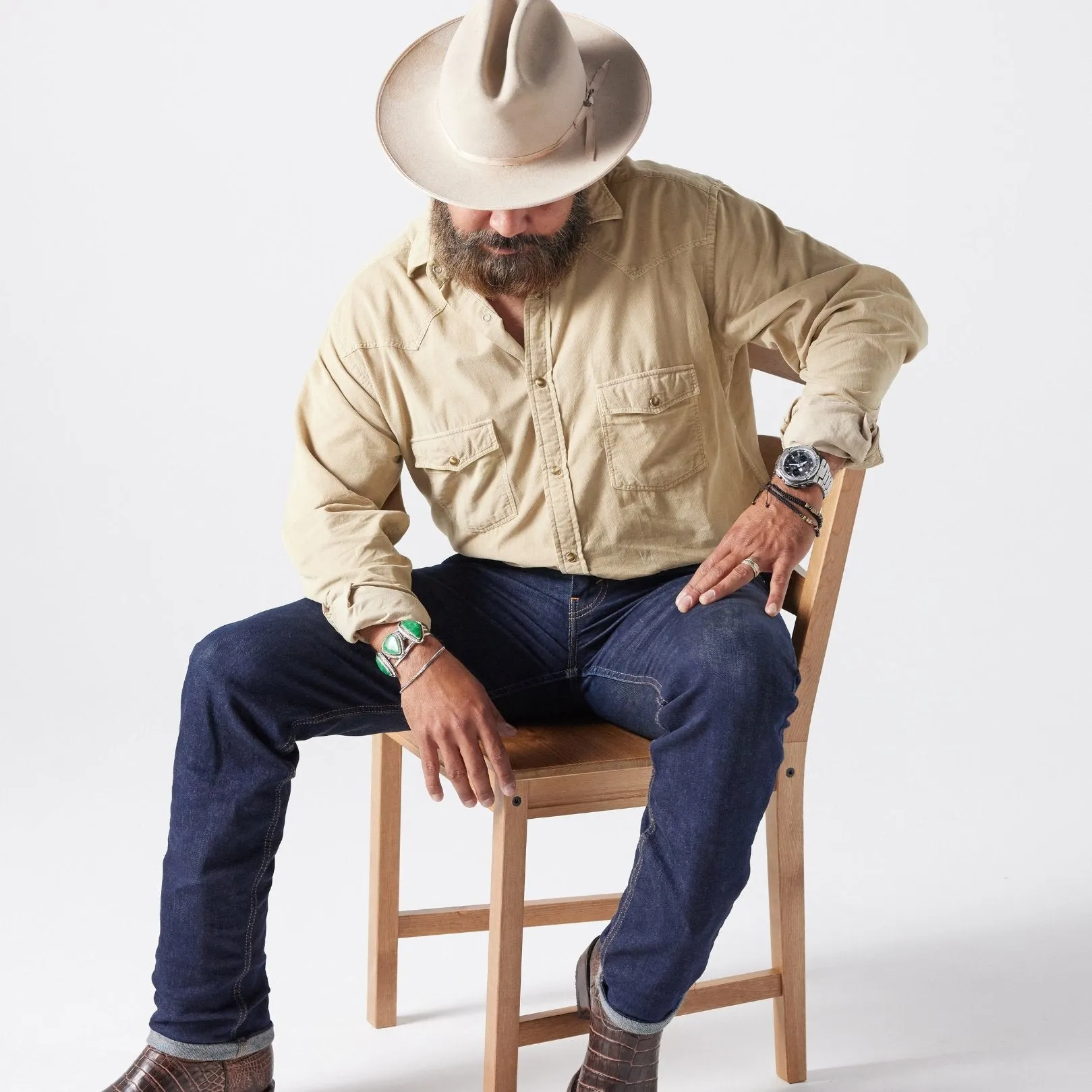 Men's Corduroy Shirt Beige sold by Old Gringo