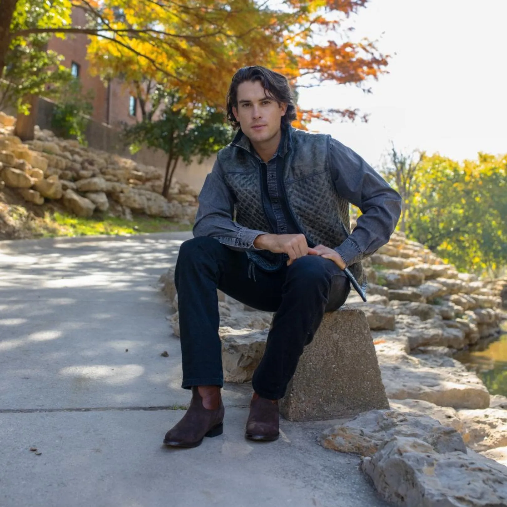 MEN'S QUILTED VEST GREY - MEN'S sold by Old Gringo product image thumbnail 3