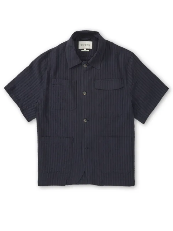 Short Sleeve Safari Shirt Sampson Navy sold by Oliver Spencer