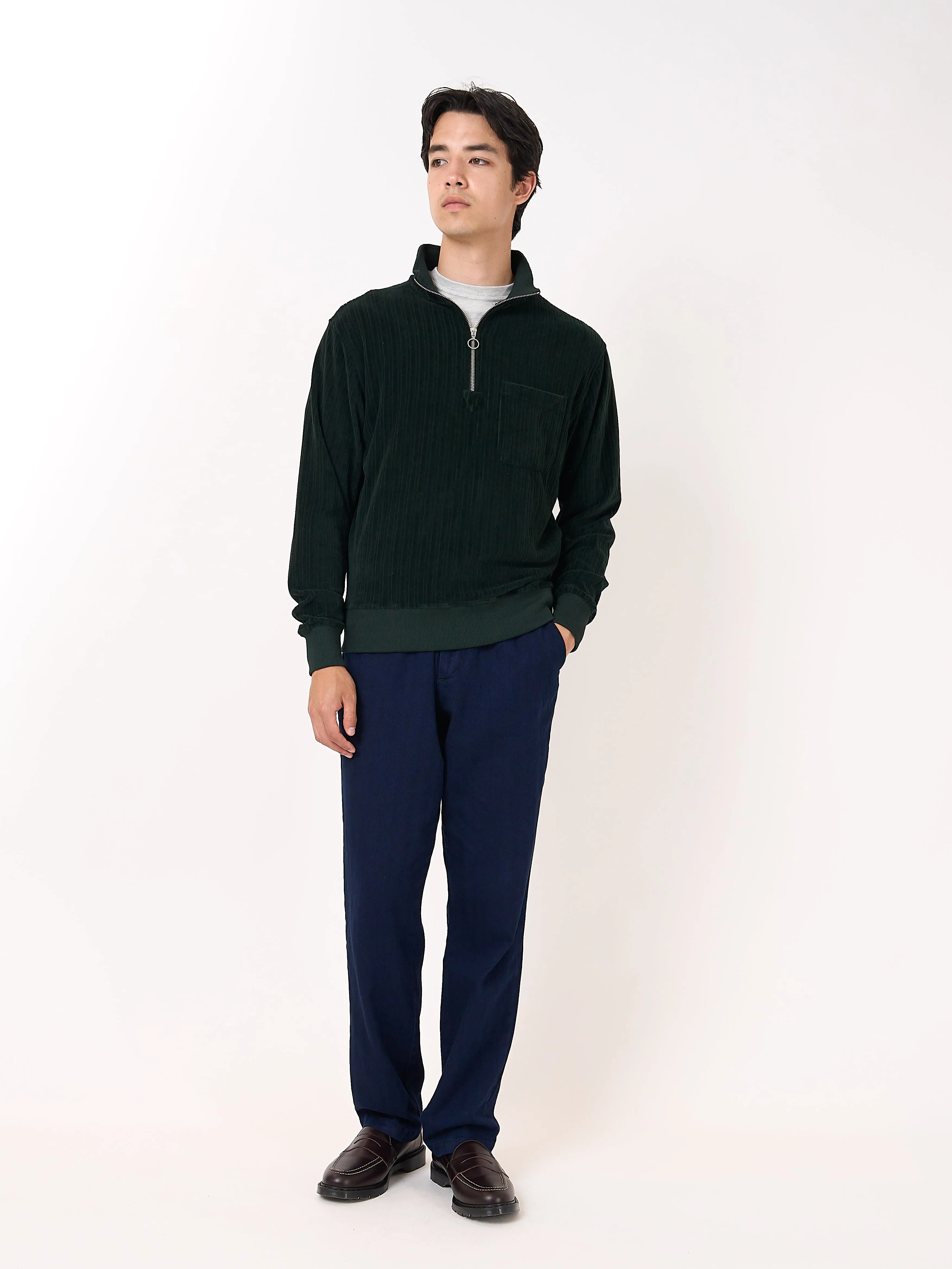 Half Zip Sweatshirt Willow Dark Green sold by Oliver Spencer product image thumbnail 2