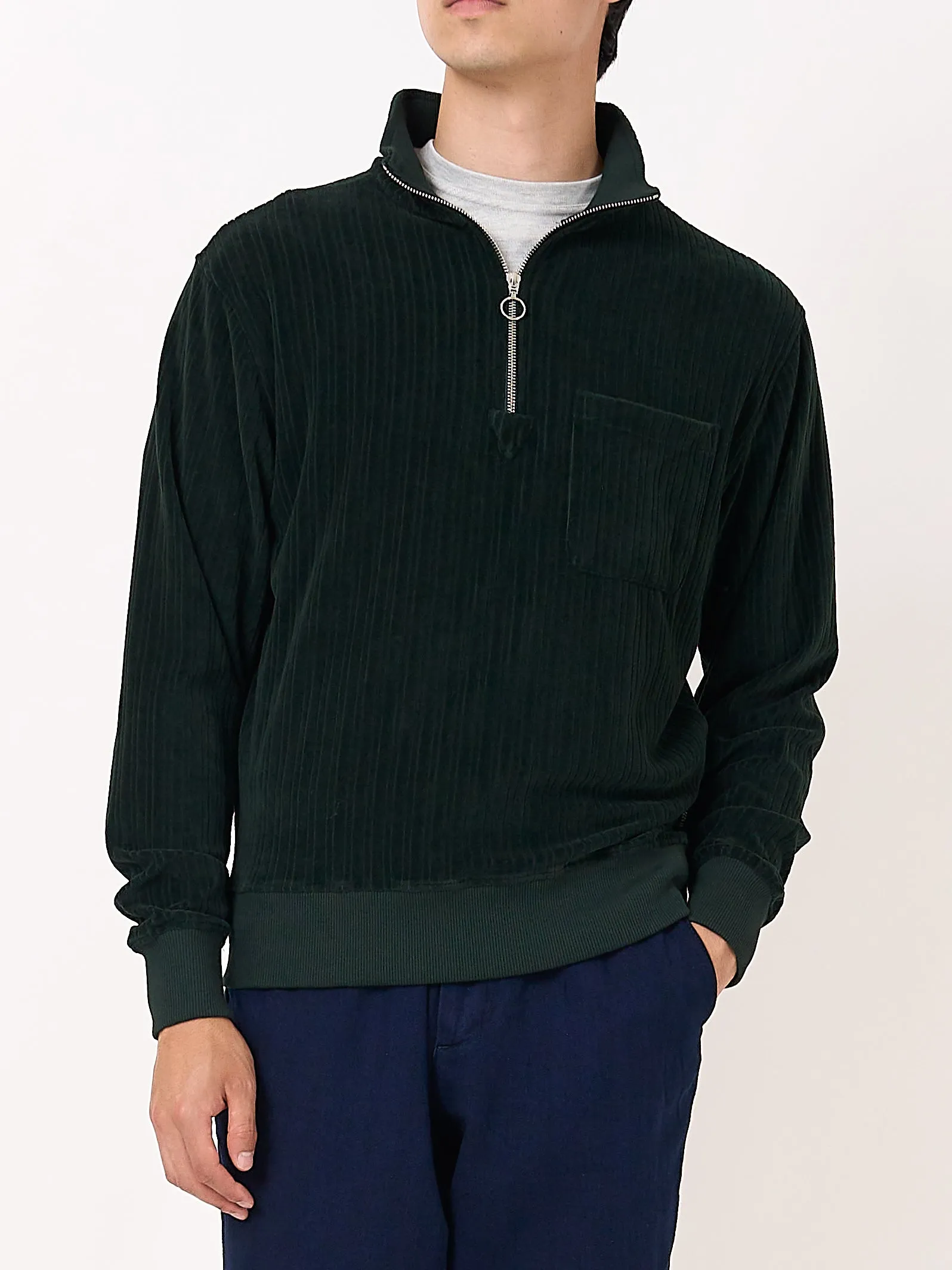 Half Zip Sweatshirt Willow Dark Green sold by Oliver Spencer product image thumbnail 3