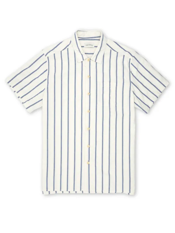 Riviera Short Sleeve Shirt Rickman White/Blue sold by Oliver Spencer