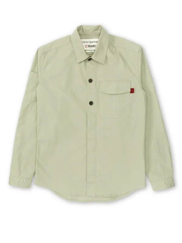 Oliver Spencer x Niwaki Haru Gardening Overshirt Hyde Green sold by Oliver Spencer