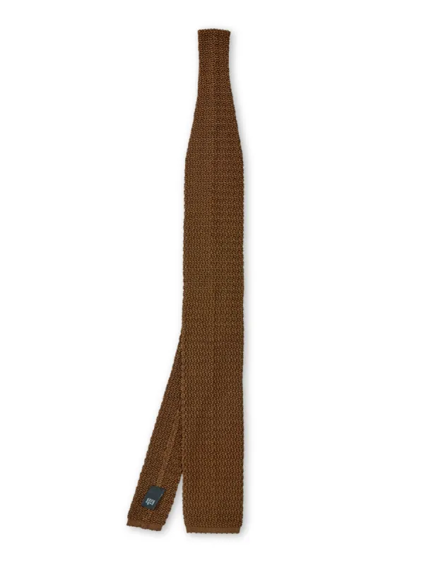 Silk Knitted Tie Brown sold by Oliver Spencer