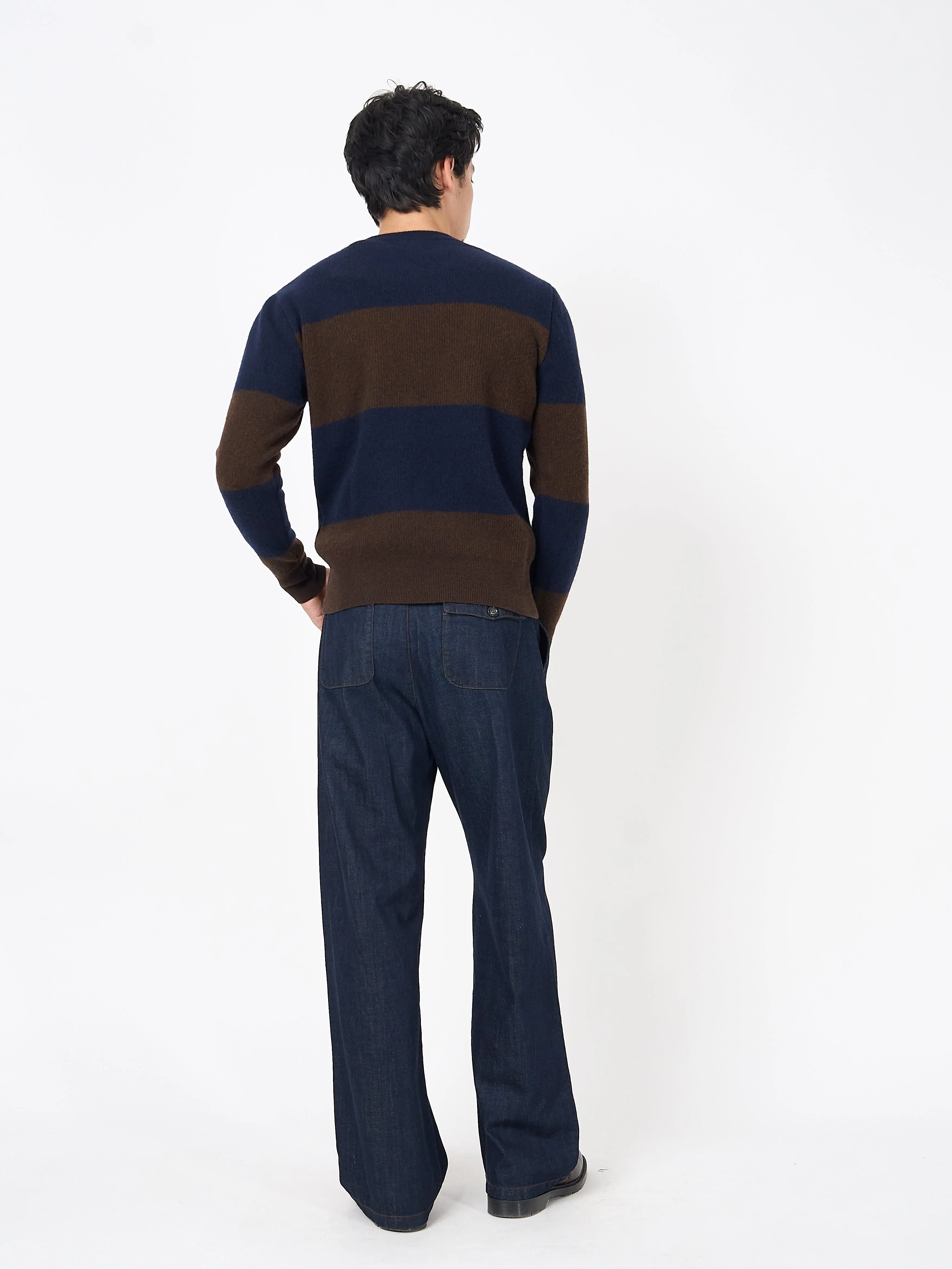 Blenheim Jumper Paxton Navy/Brown sold by Oliver Spencer product image thumbnail 3