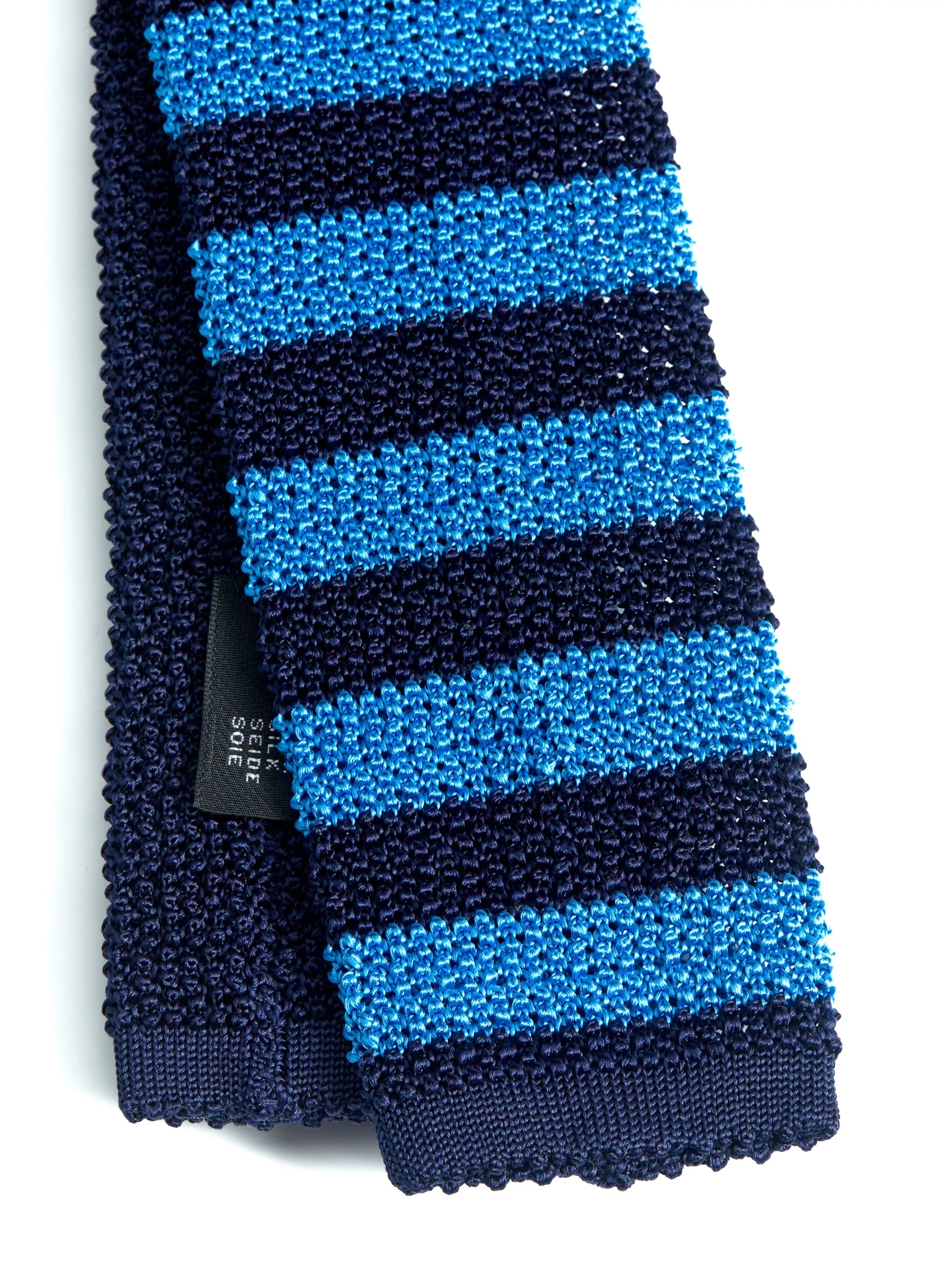Silk Knitted Tie Navy/Blue Stripe sold by Oliver Spencer product image thumbnail 2