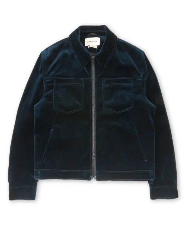 Norton Jacket Velvet Sapphire Blue sold by Oliver Spencer