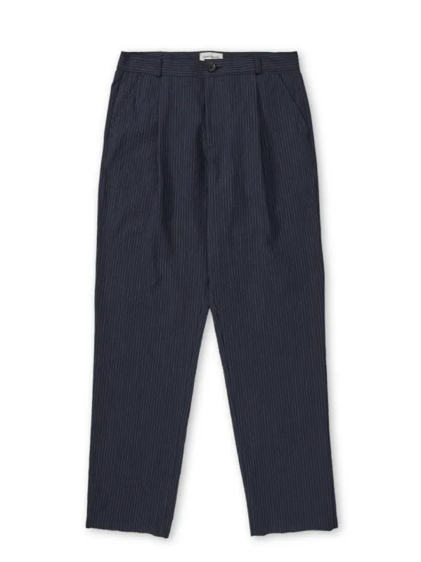 Morton Pleated Trousers Granville Navy sold by Oliver Spencer