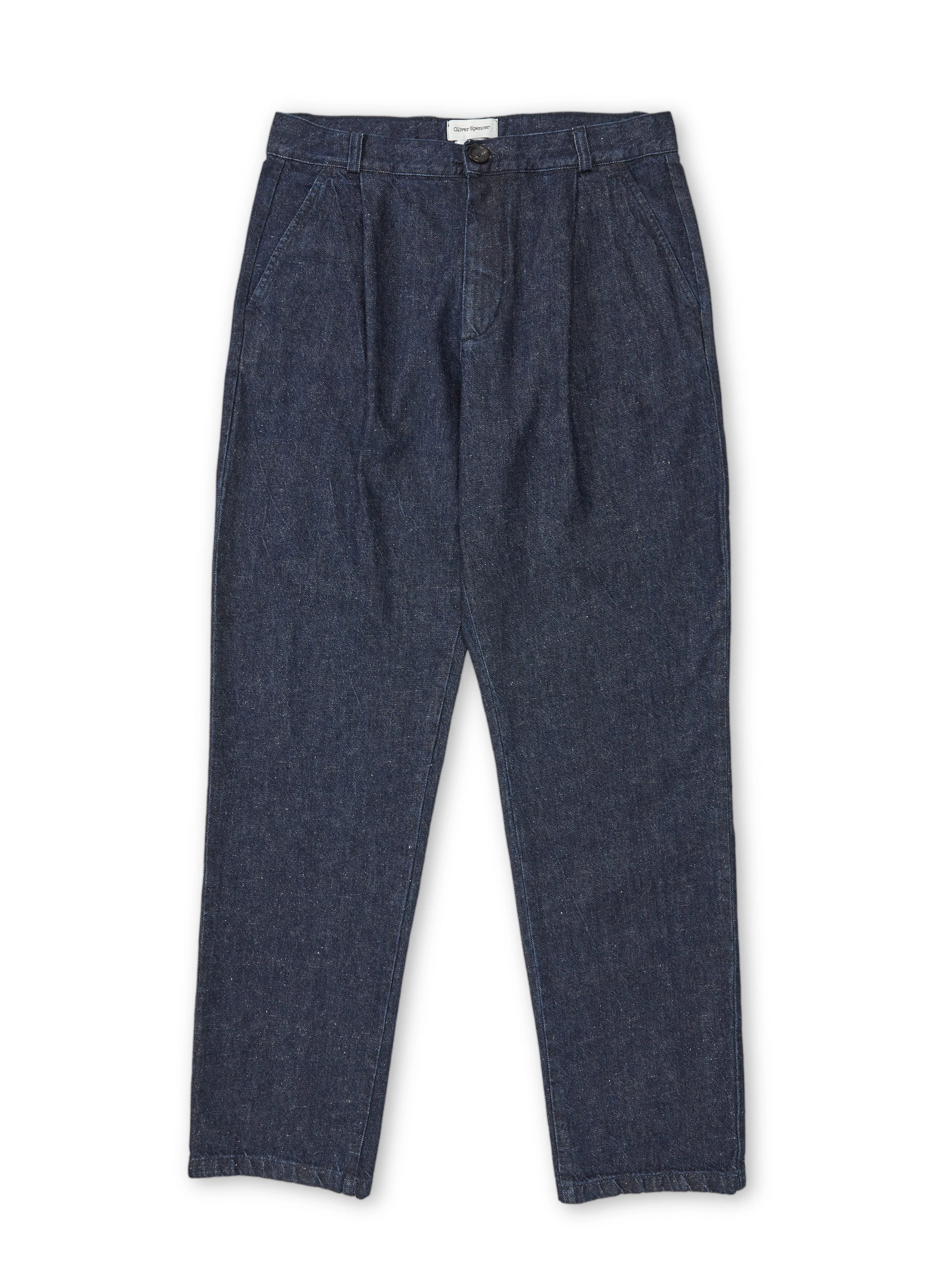 Morton Pleated Trousers Burnham Denim Indigo Blue sold by Oliver Spencer