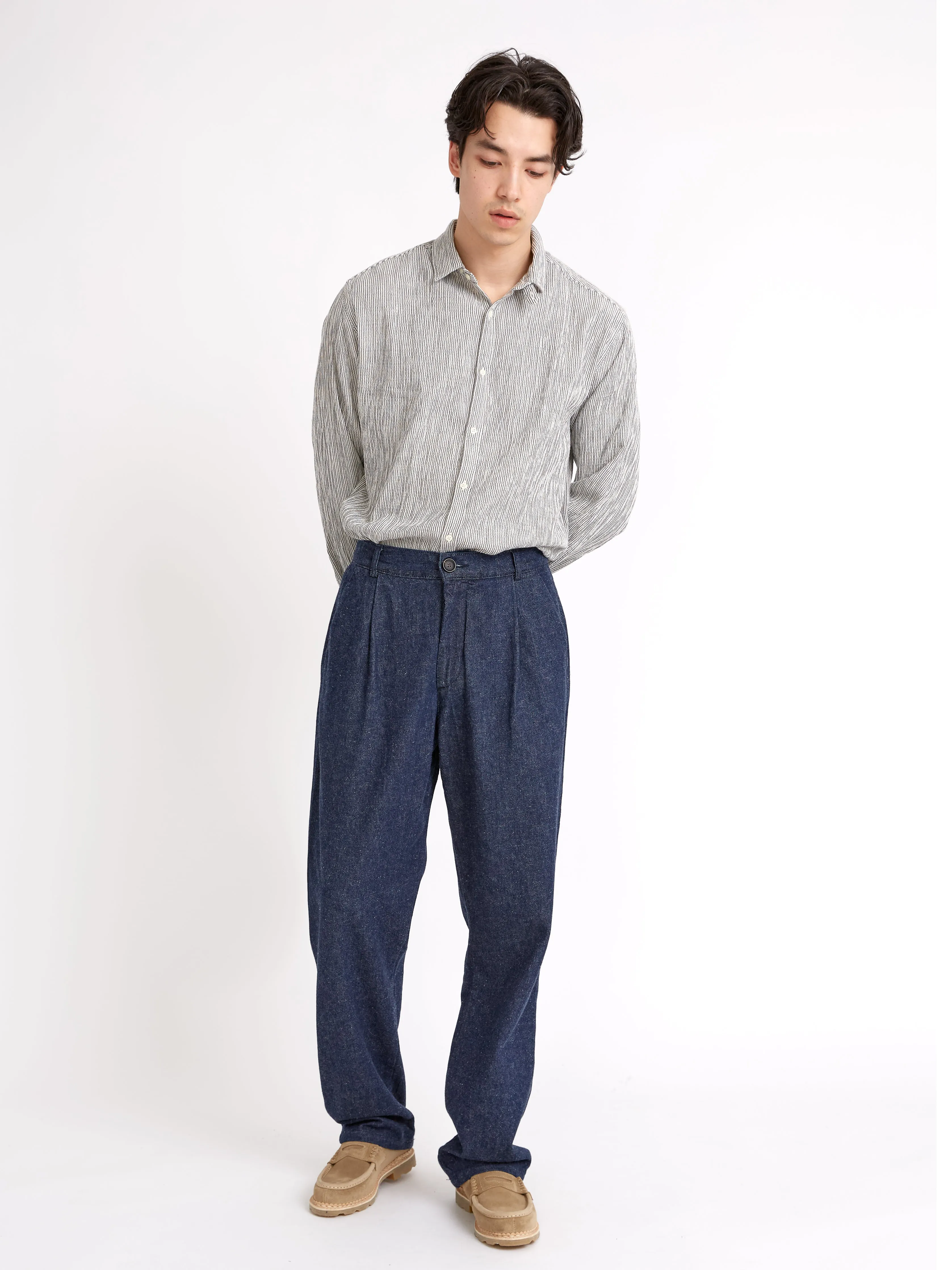 Morton Pleated Trousers Burnham Denim Indigo Blue sold by Oliver Spencer product image thumbnail 2