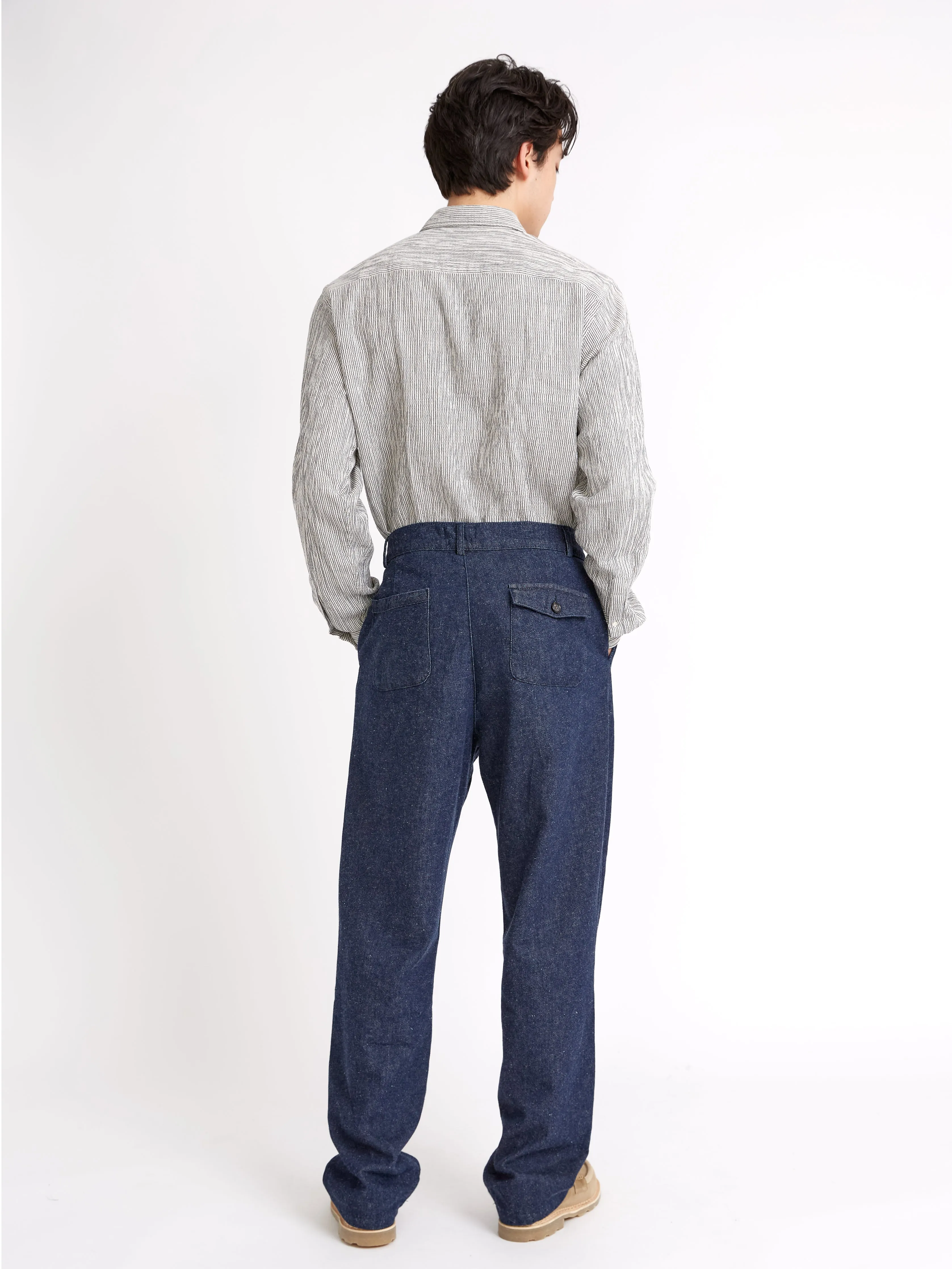 Morton Pleated Trousers Burnham Denim Indigo Blue sold by Oliver Spencer product image thumbnail 3