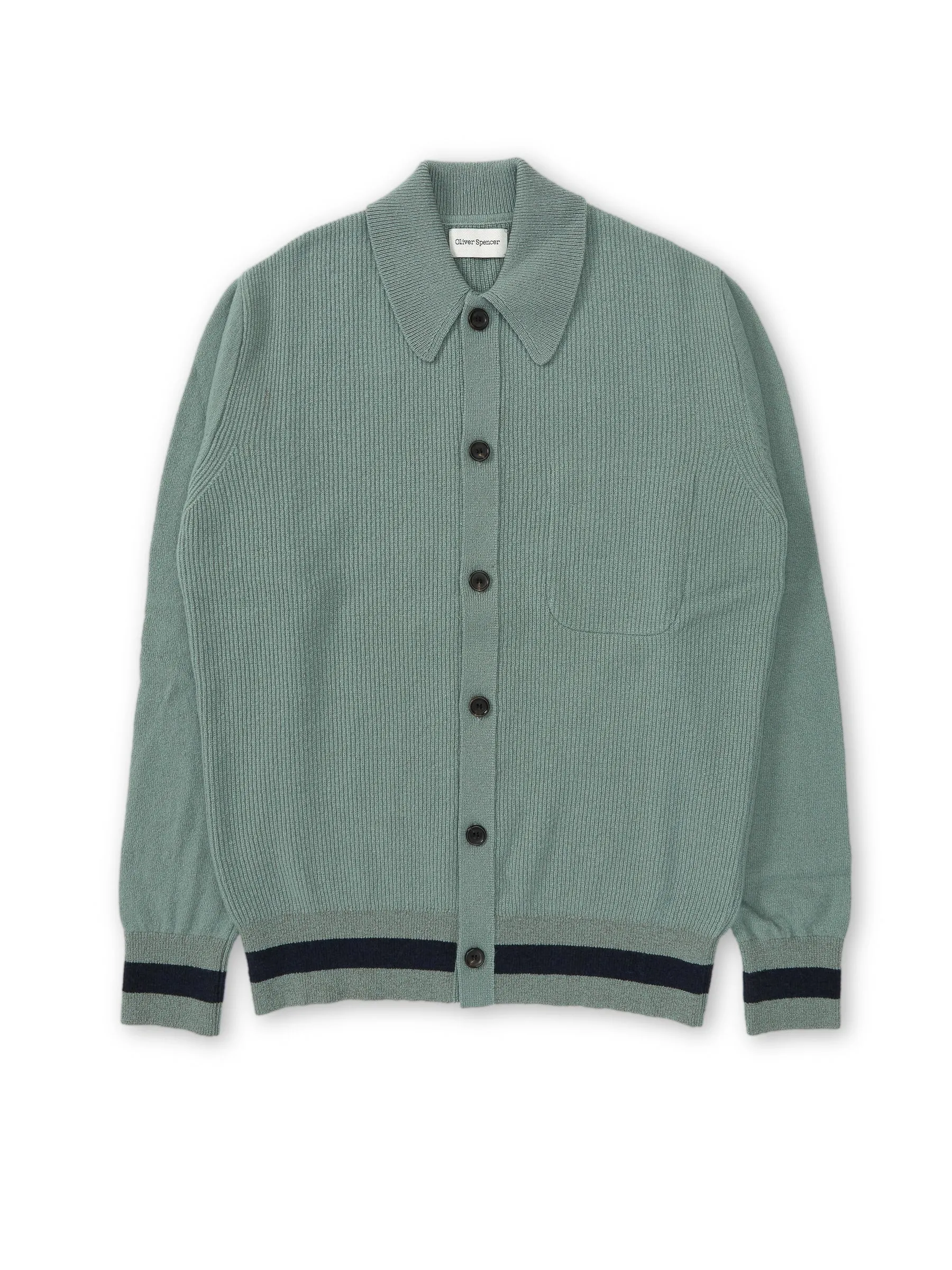 Britten Knitted Cardigan Greeves Sea Green sold by Oliver Spencer