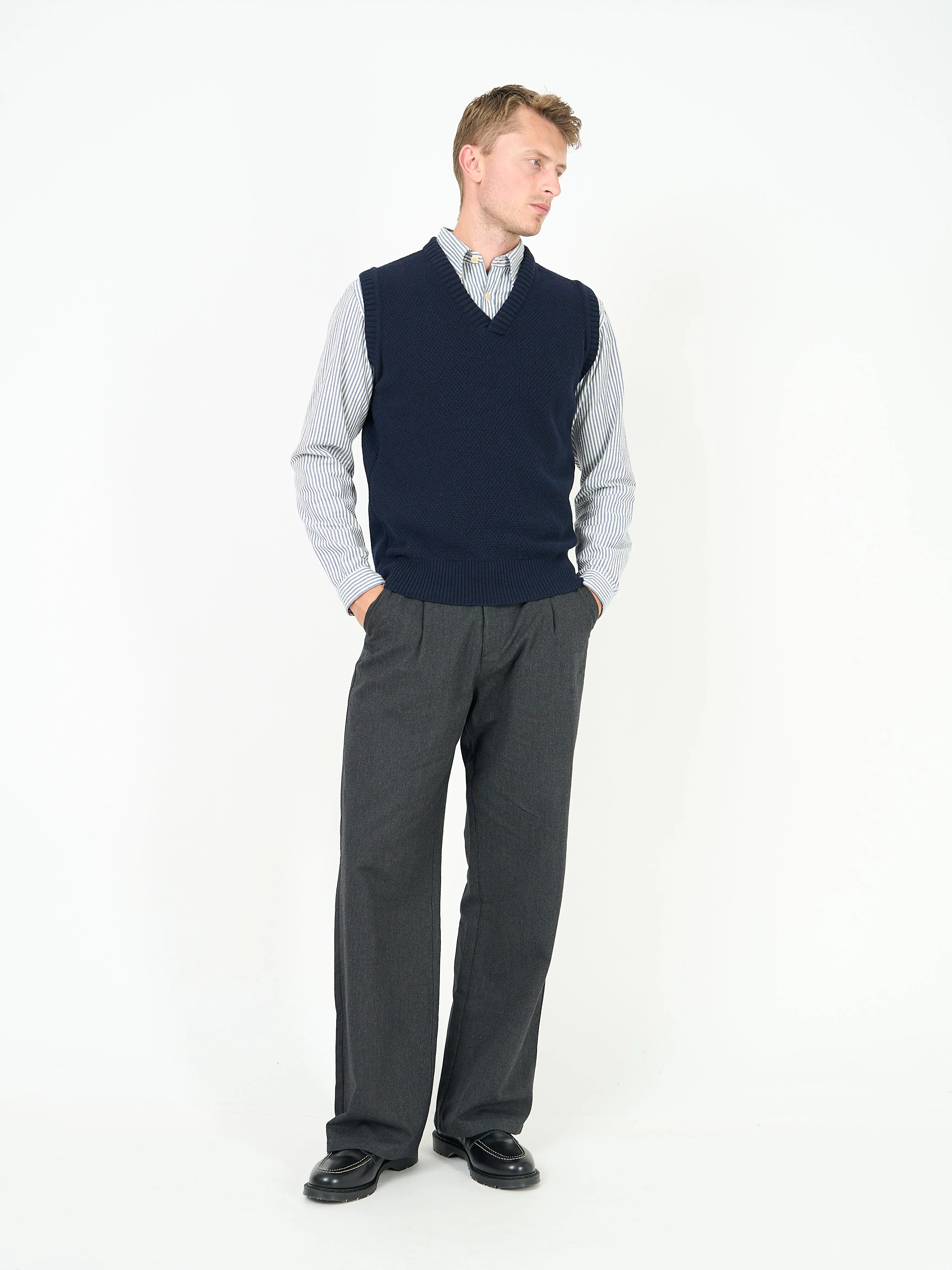 Graves V Neck Vest Bryant Navy sold by Oliver Spencer product image thumbnail 2