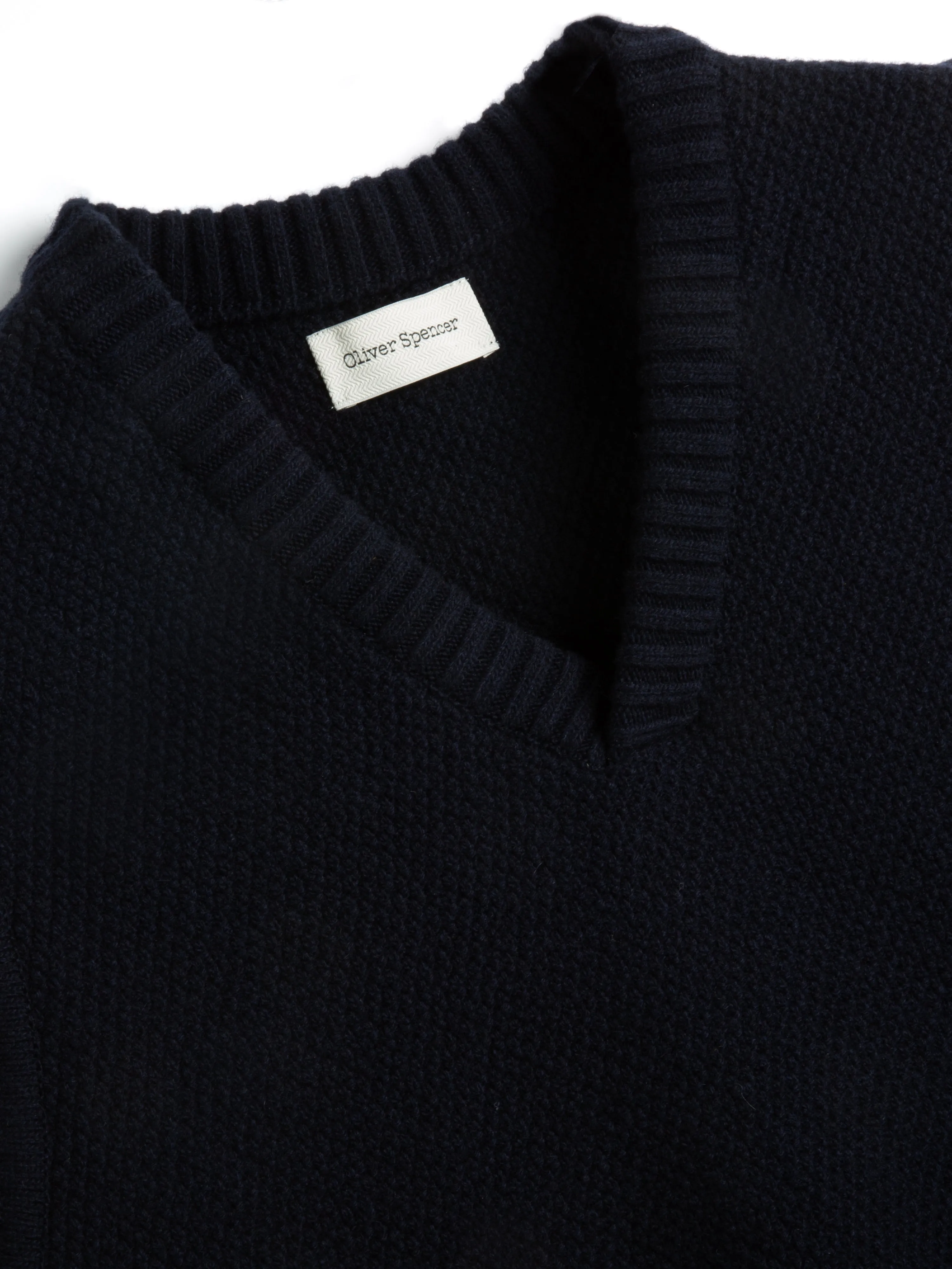 Graves V Neck Vest Bryant Navy sold by Oliver Spencer product image thumbnail 4