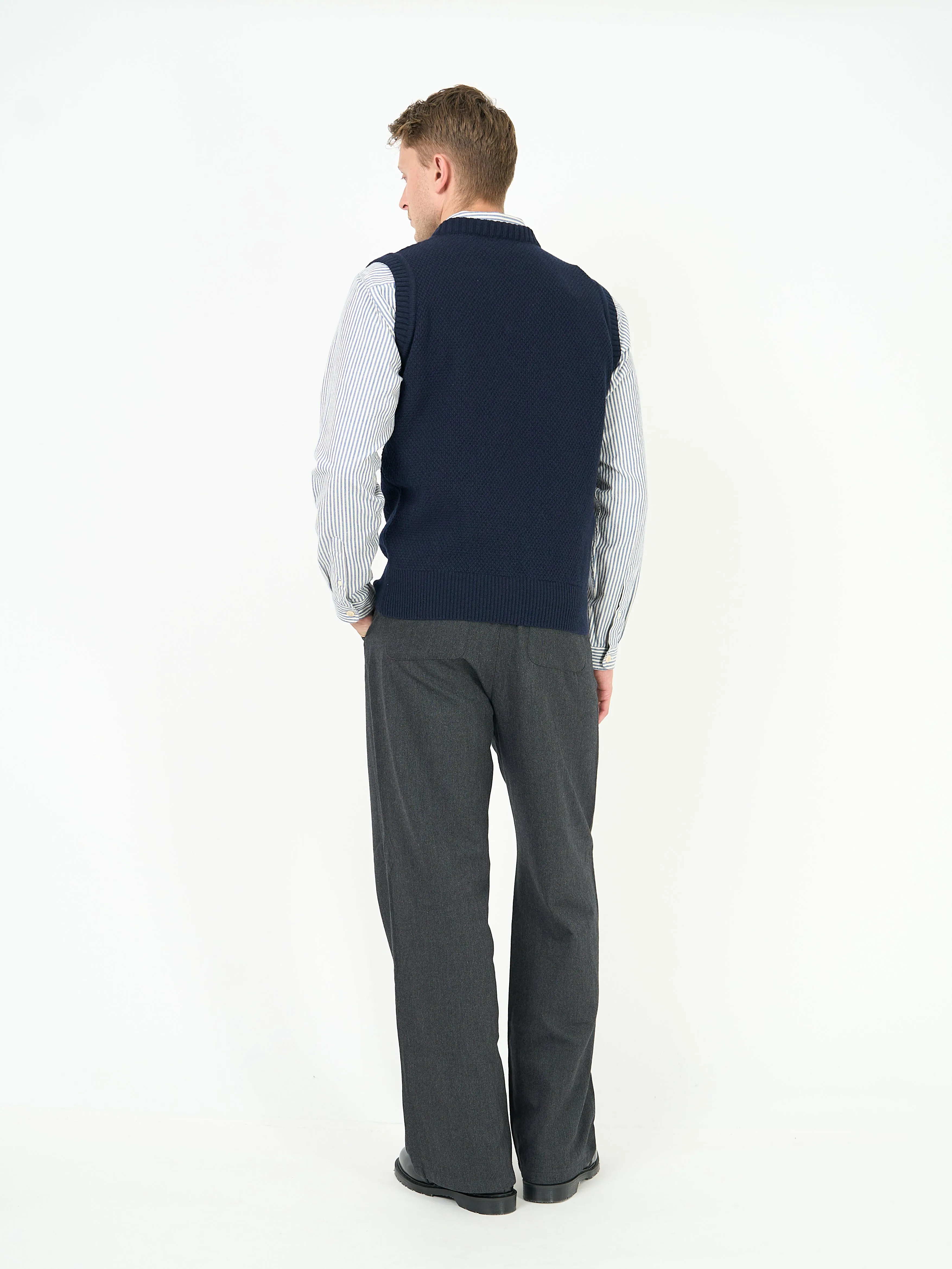 Graves V Neck Vest Bryant Navy sold by Oliver Spencer product image thumbnail 3