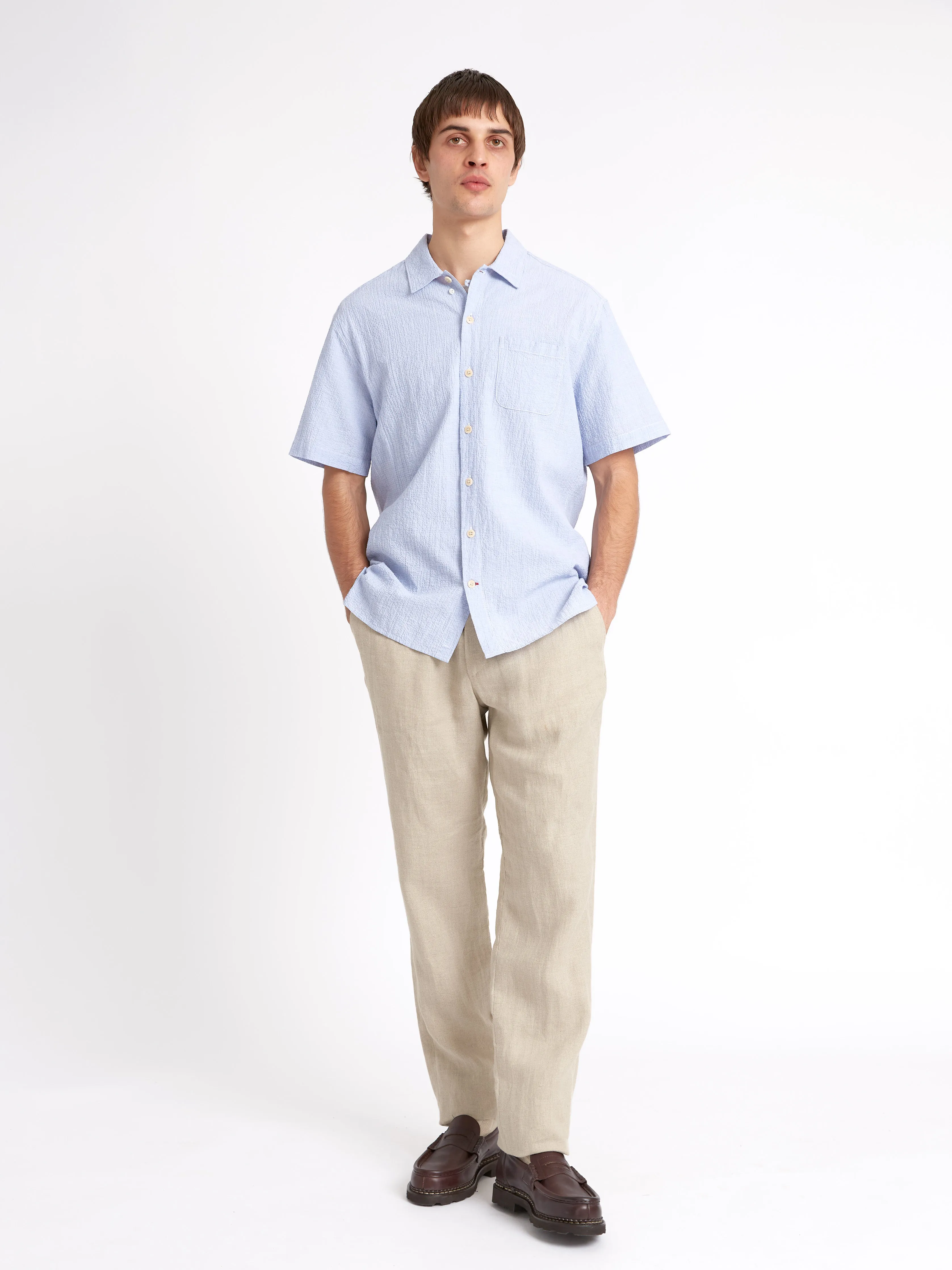 Riviera Short Sleeve Shirt Hughes Blue sold by Oliver Spencer product image thumbnail 2