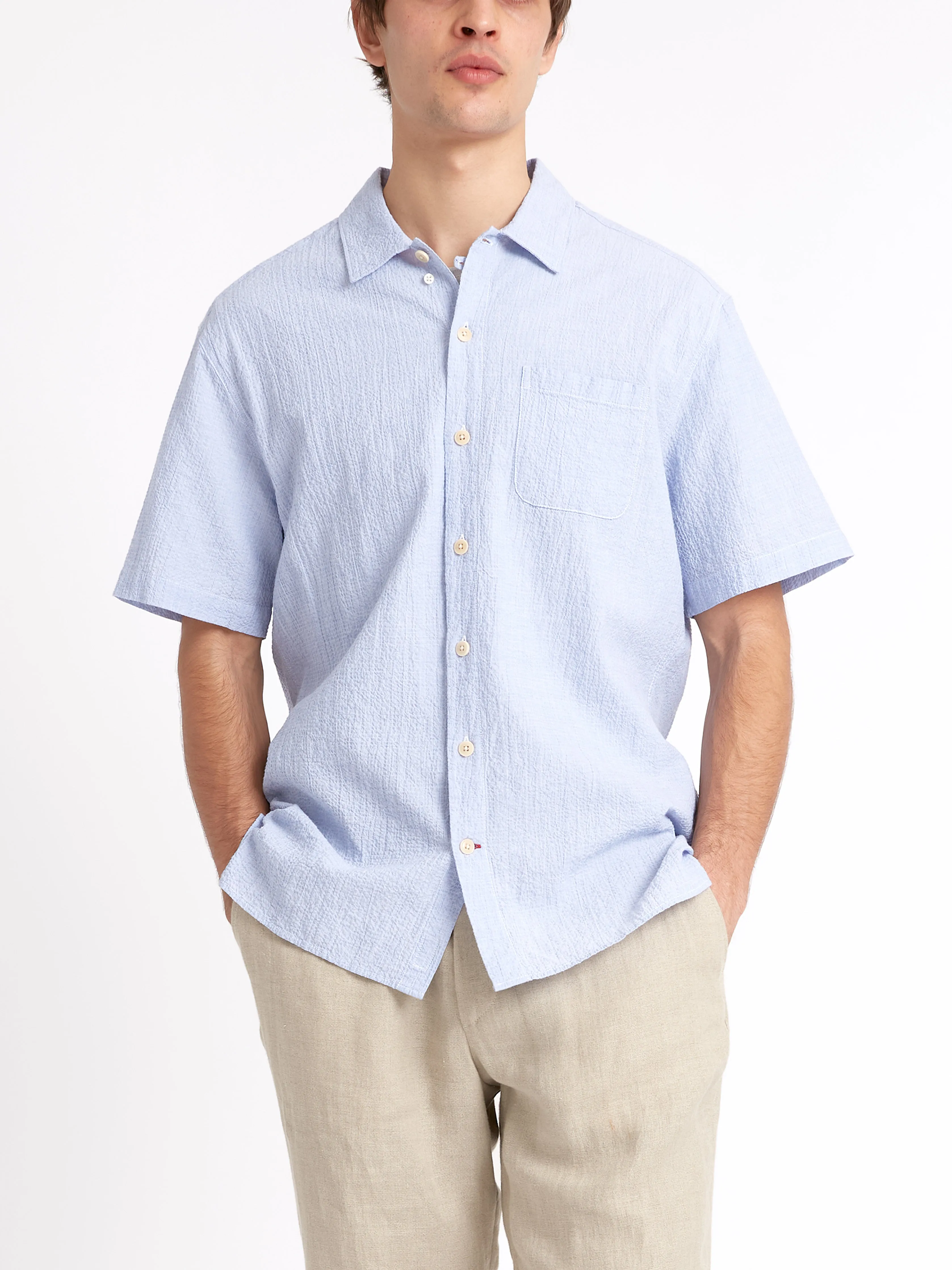 Riviera Short Sleeve Shirt Hughes Blue sold by Oliver Spencer product image thumbnail 5