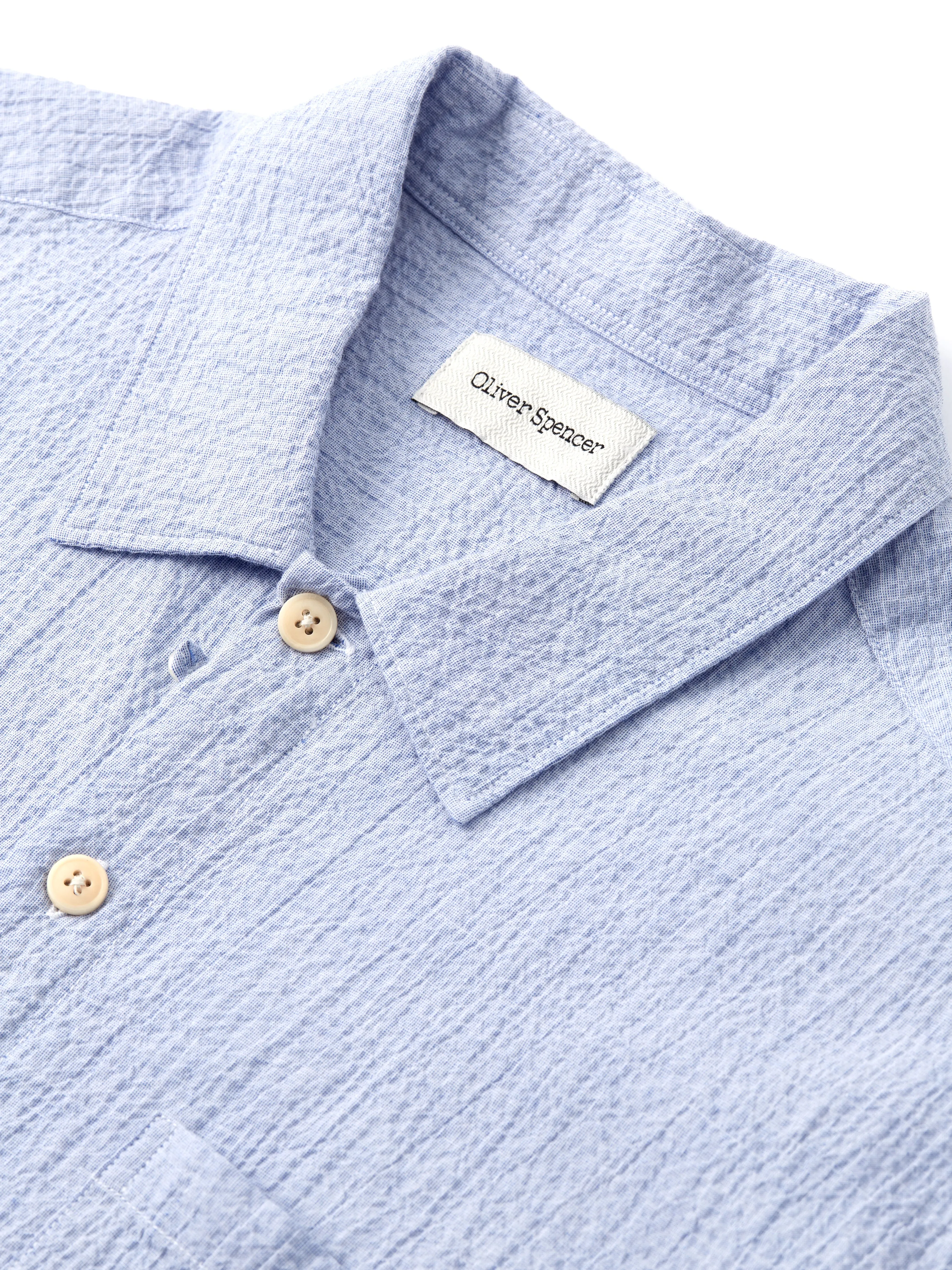Riviera Short Sleeve Shirt Hughes Blue sold by Oliver Spencer product image thumbnail 3