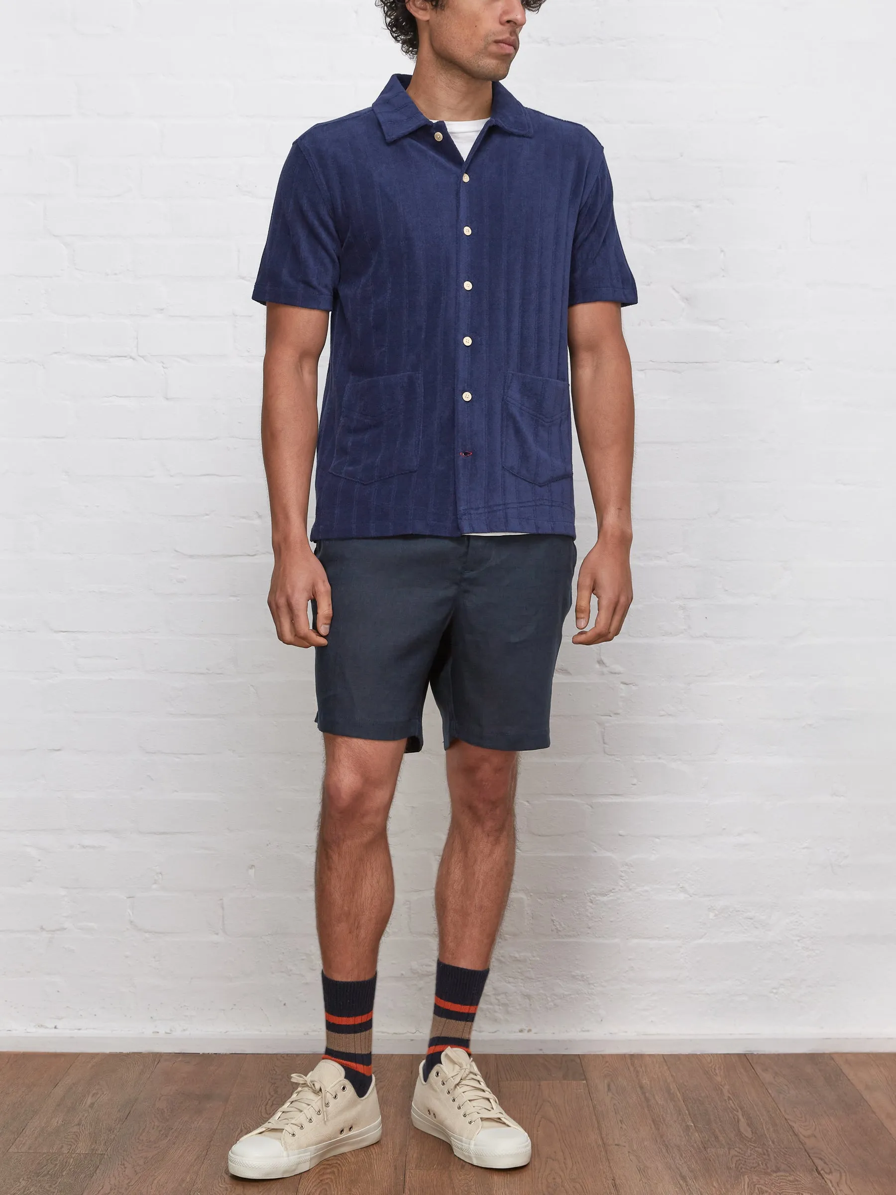 Cuban Short Sleeve Jersey Shirt Haywood Navy sold by Oliver Spencer product image thumbnail 2