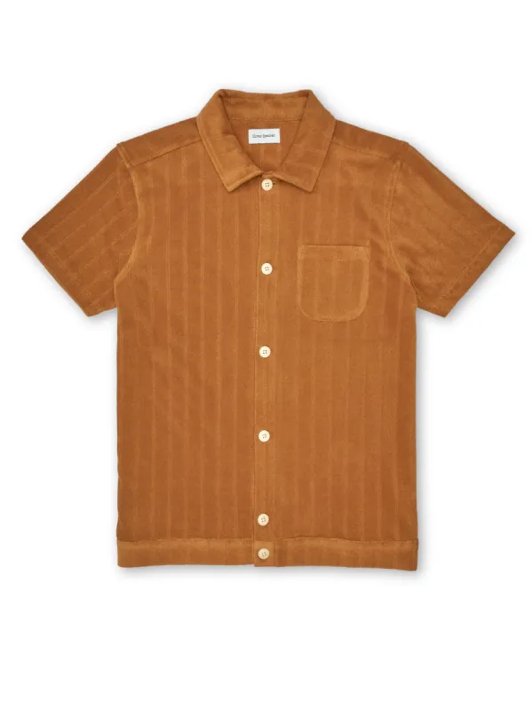 Ashby Short Sleeve Jersey Shirt Haywood Ochre sold by Oliver Spencer