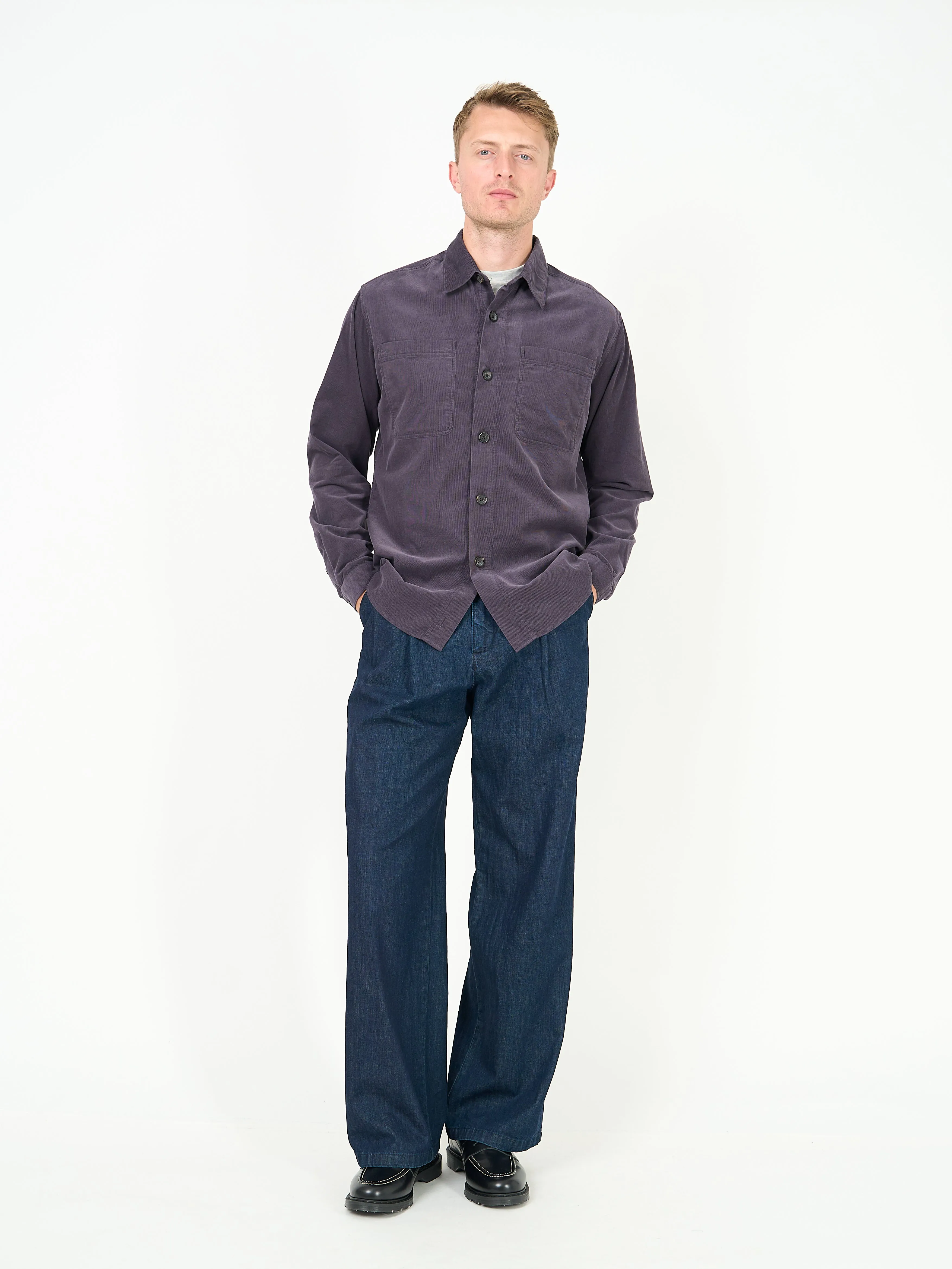 Treviscoe Shirt Mersey Cord Aubergine sold by Oliver Spencer product image thumbnail 2
