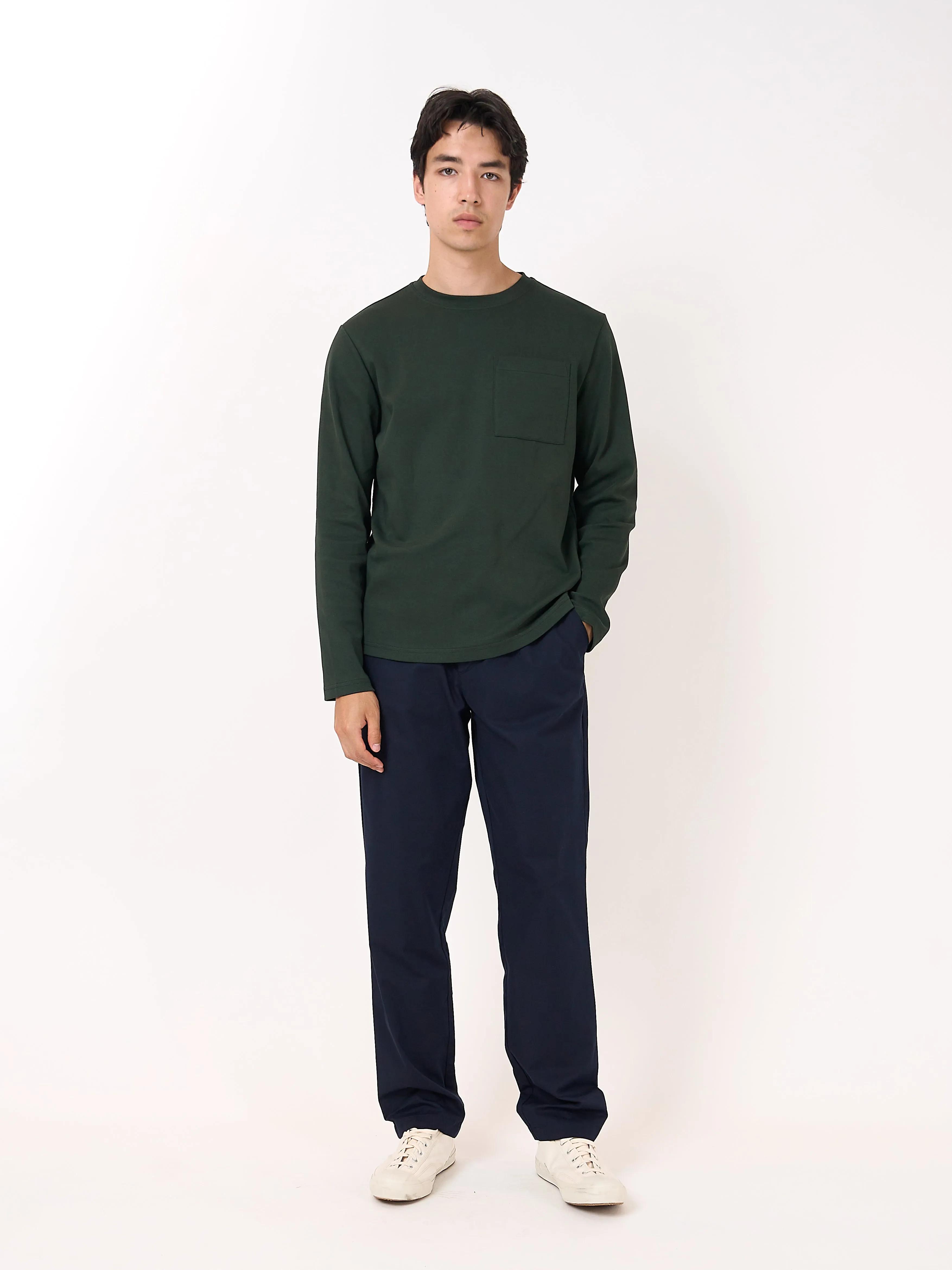 Heavy Long Sleeve T-Shirt Tavistock Dark Green sold by Oliver Spencer product image thumbnail 2